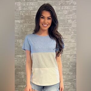 Nursing Queen Colorblock T-Shirt (Blue) with Zipper Nursing Access | Medium